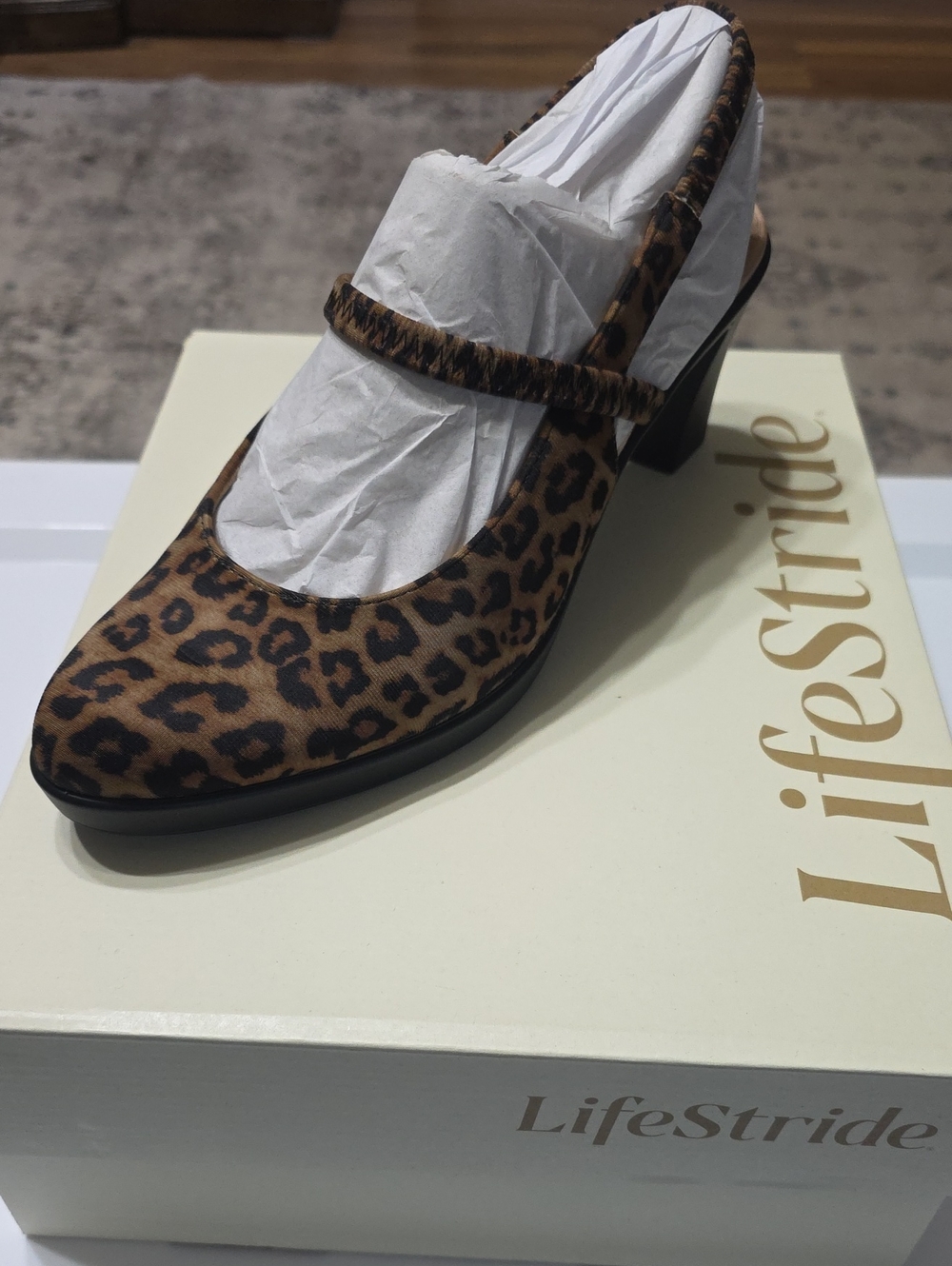 Life Stride Leopard Print Mary Jane Block Heel - Brown & Black